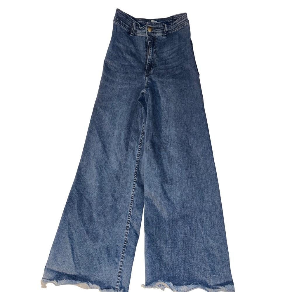 Billabong‎ Wide Leg High Rise Jeans Size 0 Raw Hem Surf Skate Y2K